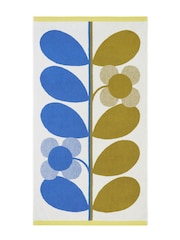 Orla Kiely Blue Fawn Stem Bloom Duo 100% Cotton Hand Towel - Image 3 of 6
