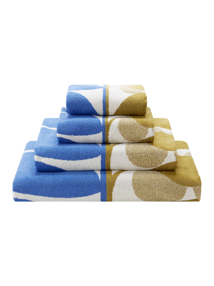 Orla Kiely Blue Fawn Stem Bloom Duo 100% Cotton Hand Towel - Image 6 of 6