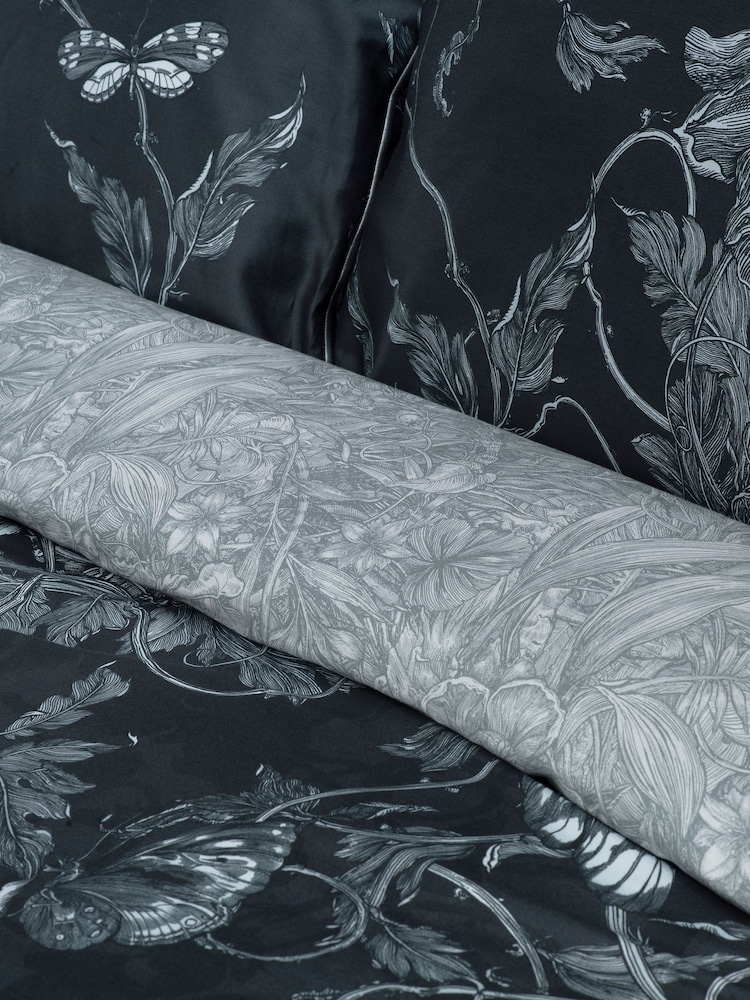 Timorous Beasties Navy 100% Cotton Tendril Spill Duvet Cover and Pillowcase Set - Image 4 of 9