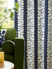 Orla Kiely Space Blue Sycamore Stripe Eyelet Curtains - Image 2 of 4