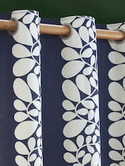 Orla Kiely Space Blue Sycamore Stripe Eyelet Curtains - Image 3 of 4