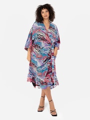 Lovedrobe Wrap Kimono Dress With Ruffled High Low Hem - Image 1 of 5