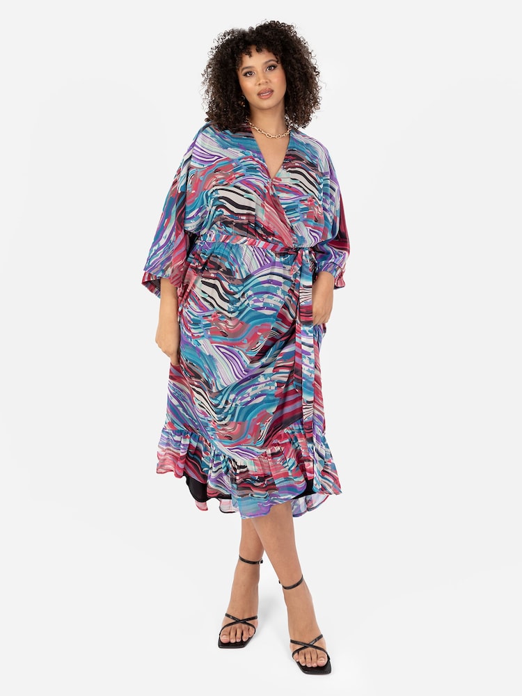 Lovedrobe Wrap Kimono Dress With Ruffled High Low Hem - Image 1 of 5