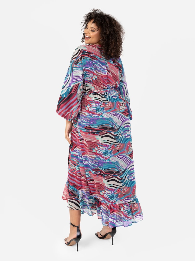 Lovedrobe Wrap Kimono Dress With Ruffled High Low Hem - Image 2 of 5