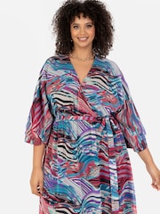Lovedrobe Wrap Kimono Dress With Ruffled High Low Hem - Image 4 of 5