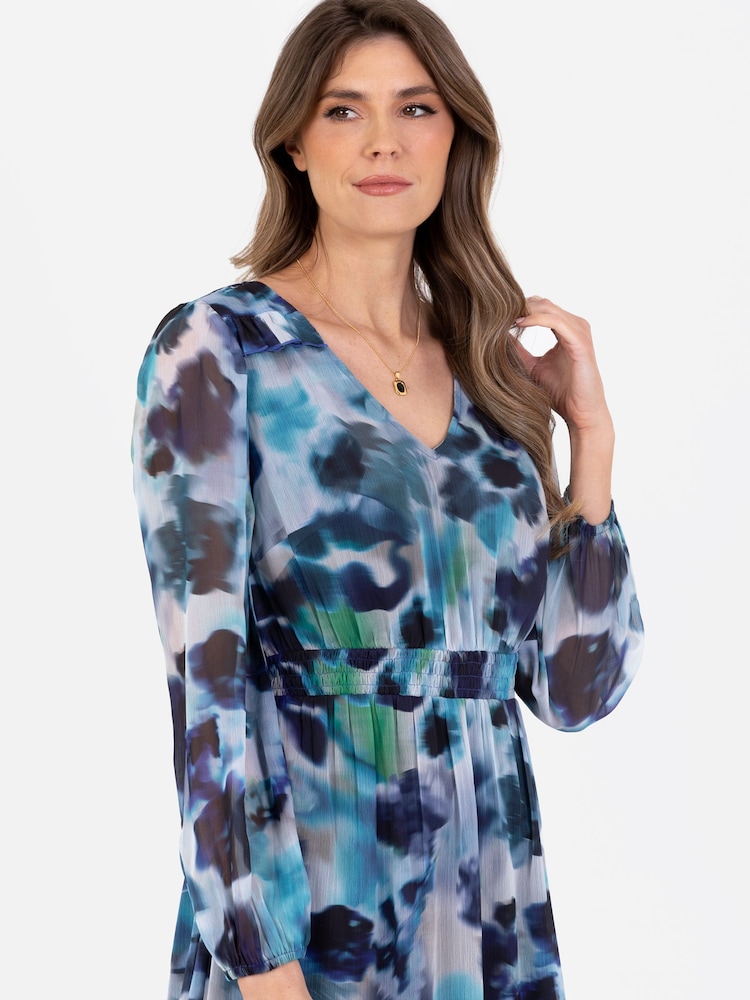 Lovedrobe Blue Ruffle Detail Balloon Sleeve Midaxi Dress - Image 5 of 5