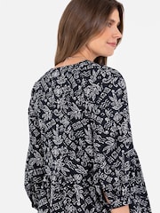 Lovedrobe Puff Sleeve Wrap Front Smock Black Dress - Image 5 of 5