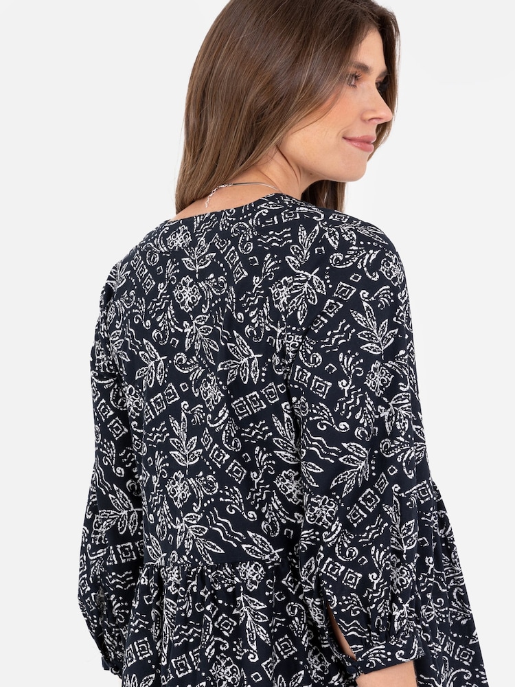 Lovedrobe Puff Sleeve Wrap Front Smock Black Dress - Image 5 of 5