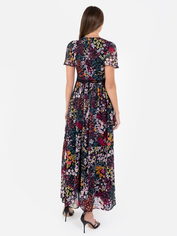 Lovedrobe V-Neck Angel Sleeve Maxi Dress With Trims - Image 2 of 5