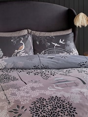 Sara Miller Blush Grey 100% Cotton Pagoda Garden Duvet Cover and Pillowcase Set - Image 4 of 9