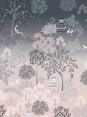 Sara Miller Blush Grey 100% Cotton Pagoda Garden Duvet Cover and Pillowcase Set - Image 6 of 9