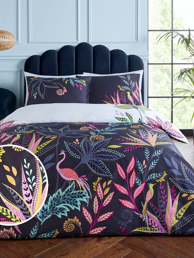 Sara Miller Midnight 100% Cotton Botanic Paradise Duvet Cover and Pillowcase Set - Image 1 of 8