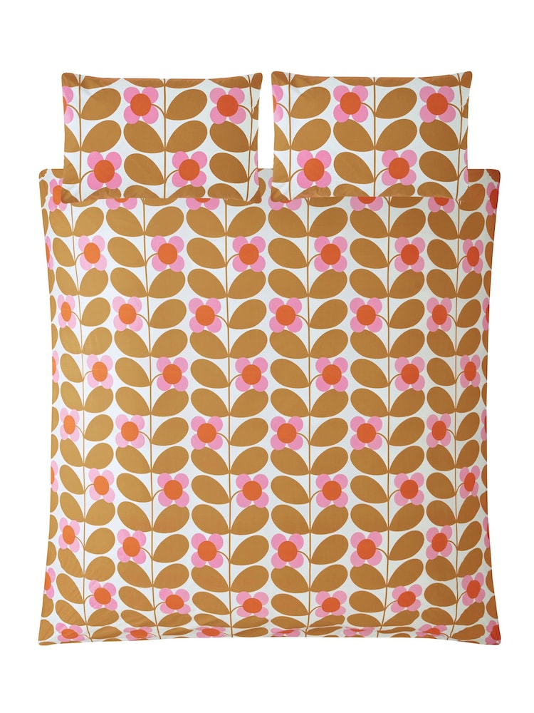 Orla Kiely Saffron 100% Cotton Stem Bloom Duvet Cover and Pillowcase Set - Image 3 of 4
