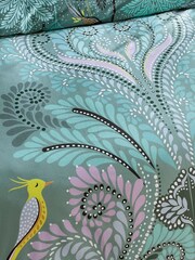 Sara Miller Dark Sage 100% Cotton Peacock Filigree Duvet Cover and Pillowcase Set - Image 4 of 6