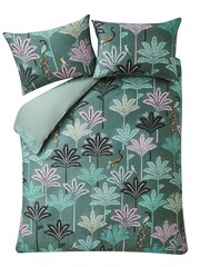 Sara Miller Dark Sage 100% Cotton Peacock Filigree Duvet Cover and Pillowcase Set - Image 6 of 6