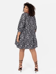 Lovedrobe Puff Sleeve Wrap Front Smock Black Dress - Image 2 of 4