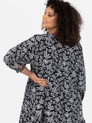 Lovedrobe Puff Sleeve Wrap Front Smock Black Dress - Image 4 of 4