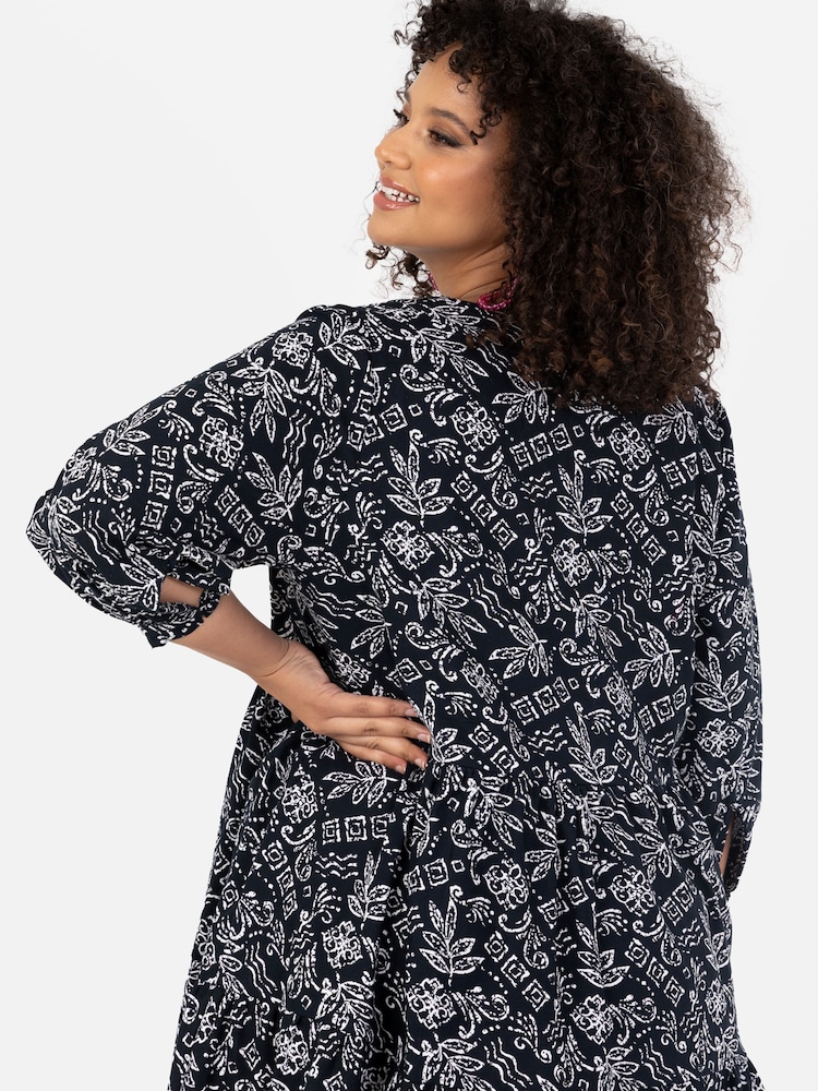 Lovedrobe Puff Sleeve Wrap Front Smock Black Dress - Image 4 of 4