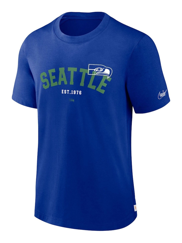 Fanatics Blue NFL Seattle Seahawks Rewind Short Sleeve Heavyweight T Shirt - Image 2 of 3