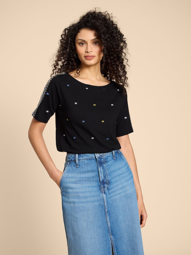 White Stuff Black Embroidered Winnie Top - Image 1 of 7