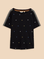 White Stuff Black Embroidered Winnie Top - Image 5 of 7