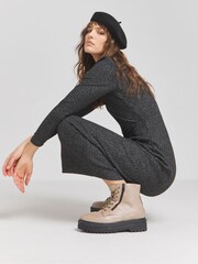Simply Be Black Marl Cosy Rib Wrap Front Maxi Dress - Image 2 of 5