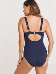 Simply Be Magisculpt Gestreifter Bandeau-Badeanzug mit Ösendetail - Bild 2 von 5