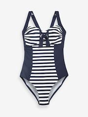Simply Be Magisculpt Gestreifter Bandeau-Badeanzug mit Ösendetail - Bild 5 von 5