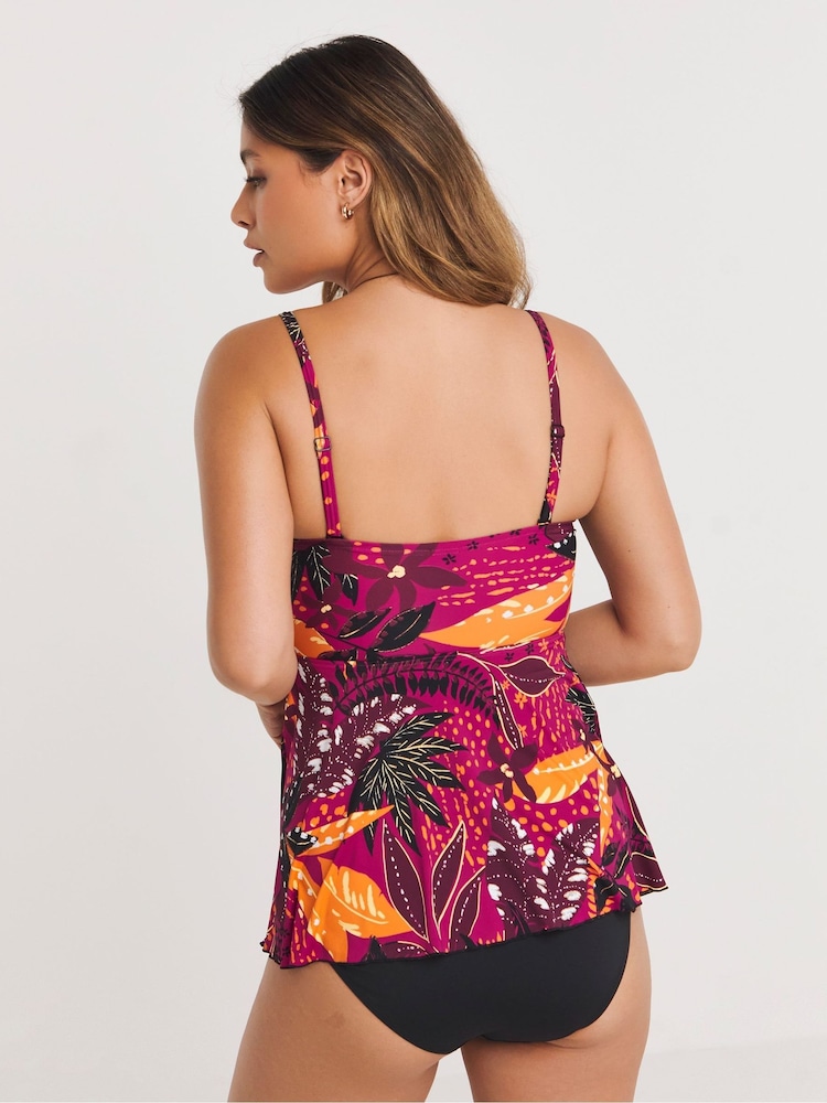 Simply Be Pink Magisculpt Tropical Print The Wonderpiece Swimsuit - Image 2 of 5
