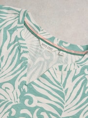 White Stuff Green Nelly Notch Neck 100% Cotton T-Shirt - Image 6 of 6