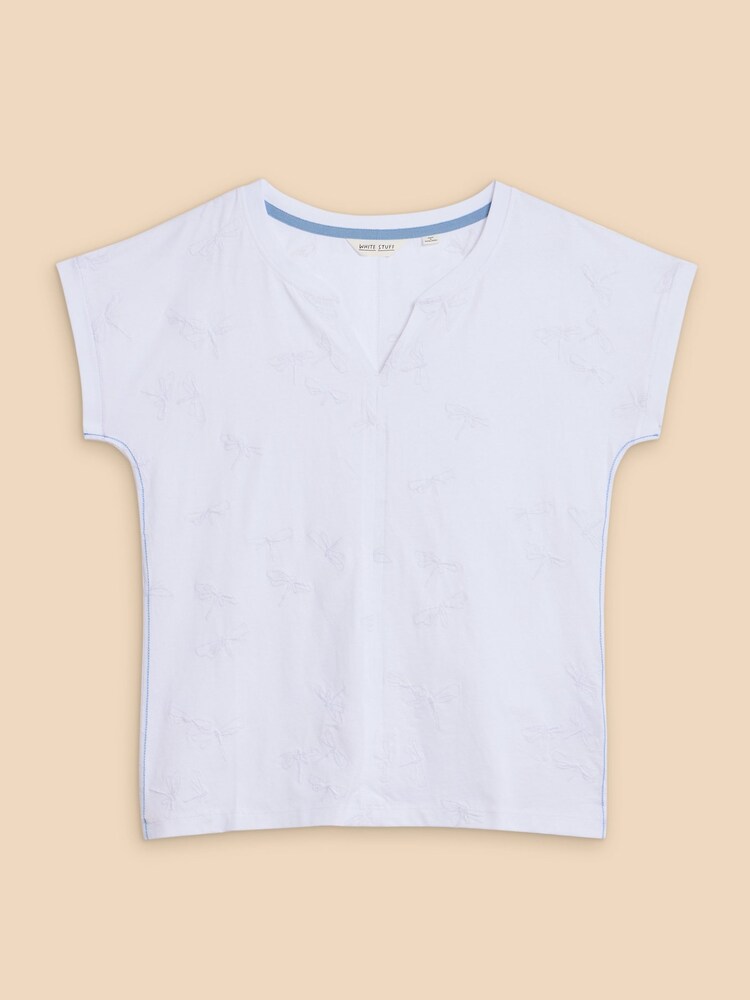 White Stuff White Embroidered Nelly 100% Cotton T-Shirt - Image 4 of 4