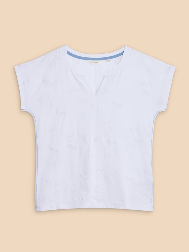 White Stuff White Embroidered Nelly 100% Cotton T-Shirt - Image 4 of 4 White Stuff White Embroidered Nelly 100% Cotton T-Shirt - Image 4 of 4