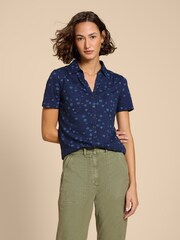 White Stuff Blue Pocket Penny 100% Cotton Jersey Shirt - Image 1 of 7
