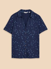 White Stuff Blue Pocket Penny 100% Cotton Jersey Shirt - Image 5 of 7