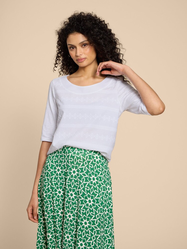 White Stuff White Weaver Embroidered 100% Cotton Top - Image 1 of 7