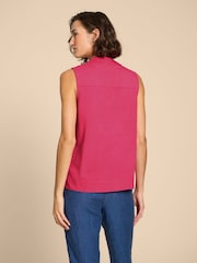 White Stuff Pink Celia Jersey Mix Blouse - Image 2 of 7