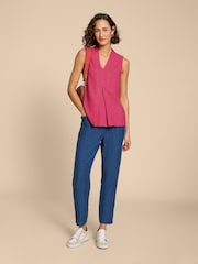 White Stuff Pink Celia Jersey Mix Blouse - Image 3 of 7