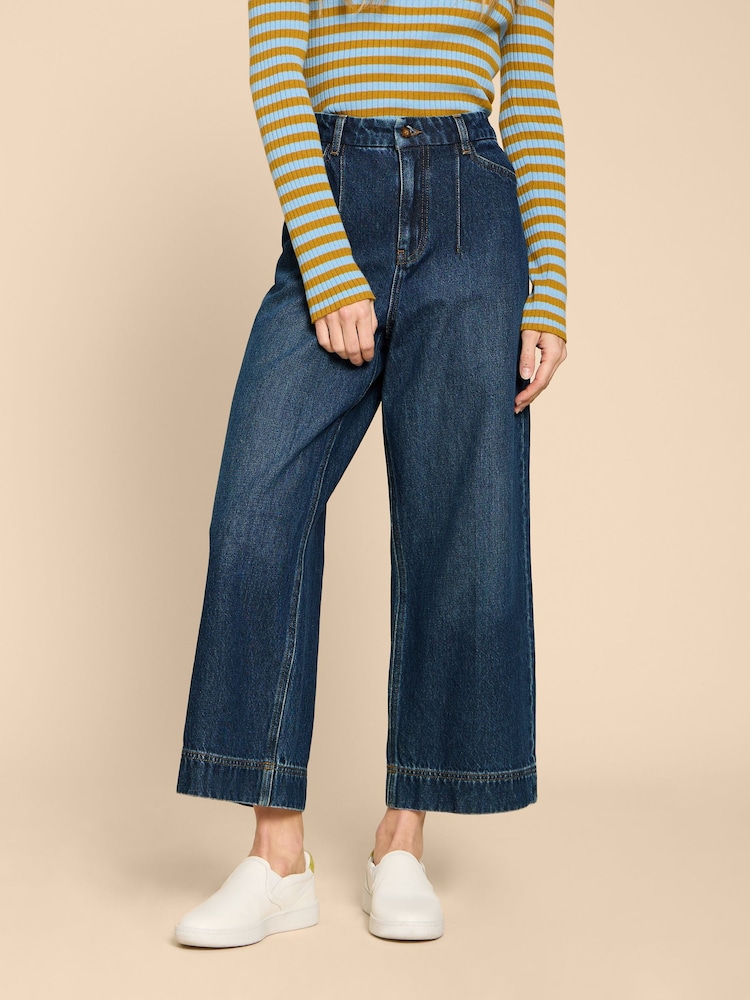 White Stuff Blue Loren Wide Leg Cropped Jeans - Image 2 of 8 White Stuff Blue Loren Wide Leg Cropped Jeans - Image 2 of 8