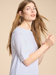 Off White - White Stuff Boat Neck Sydney 100% Cotton T-Shirt - Imagen 4 de 7