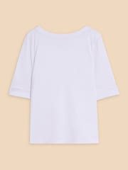 Off White - White Stuff Boat Neck Sydney 100% Cotton T-Shirt - Imagen 5 de 7