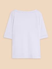 Off White - White Stuff Boat Neck Sydney 100% Cotton T-Shirt - Imagen 6 de 7