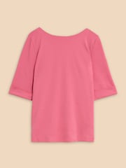 White Stuff Pink Boat Neck Sydney T-Shirt - Image 5 of 7