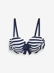 Simply Be Blue/ White Stripe Magisculpt Twist Front Wired Bikini Top - Image 5 of 5