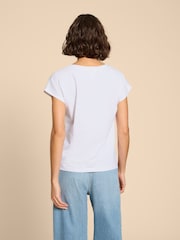 White Stuff White Embroidered Nelly 100% Cotton T-Shirt - Image 2 of 7