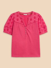 White Stuff Pink Bella Broderie Mix Top - Image 5 of 7
