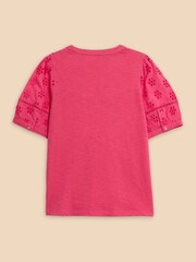 White Stuff Pink Bella Broderie Mix Top - Image 6 of 7