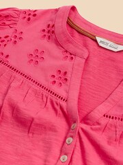 White Stuff Pink Bella Broderie Mix Top - Image 7 of 7