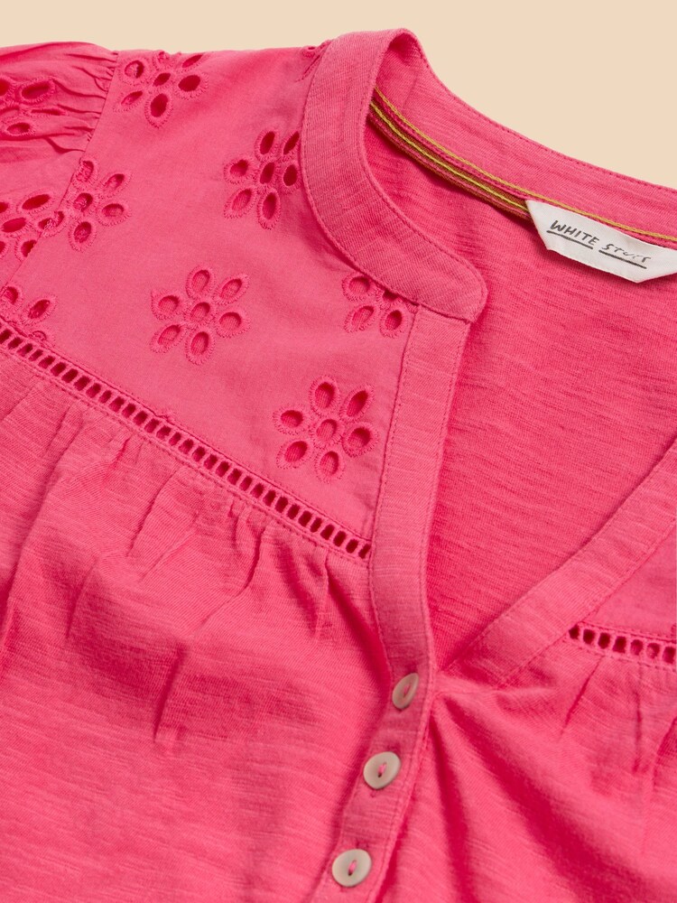 White Stuff Pink Bella Broderie Mix Top - Image 7 of 7