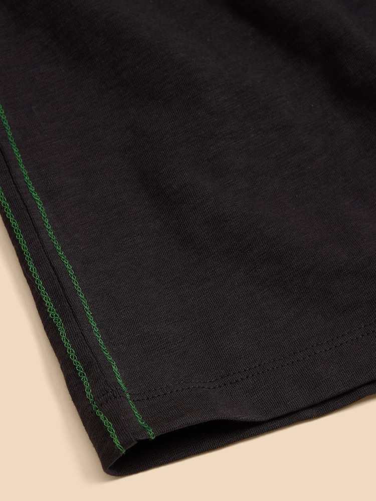 White Stuff Black Notch Neck Nelly 100% Cotton T-Shirt - Image 7 of 7