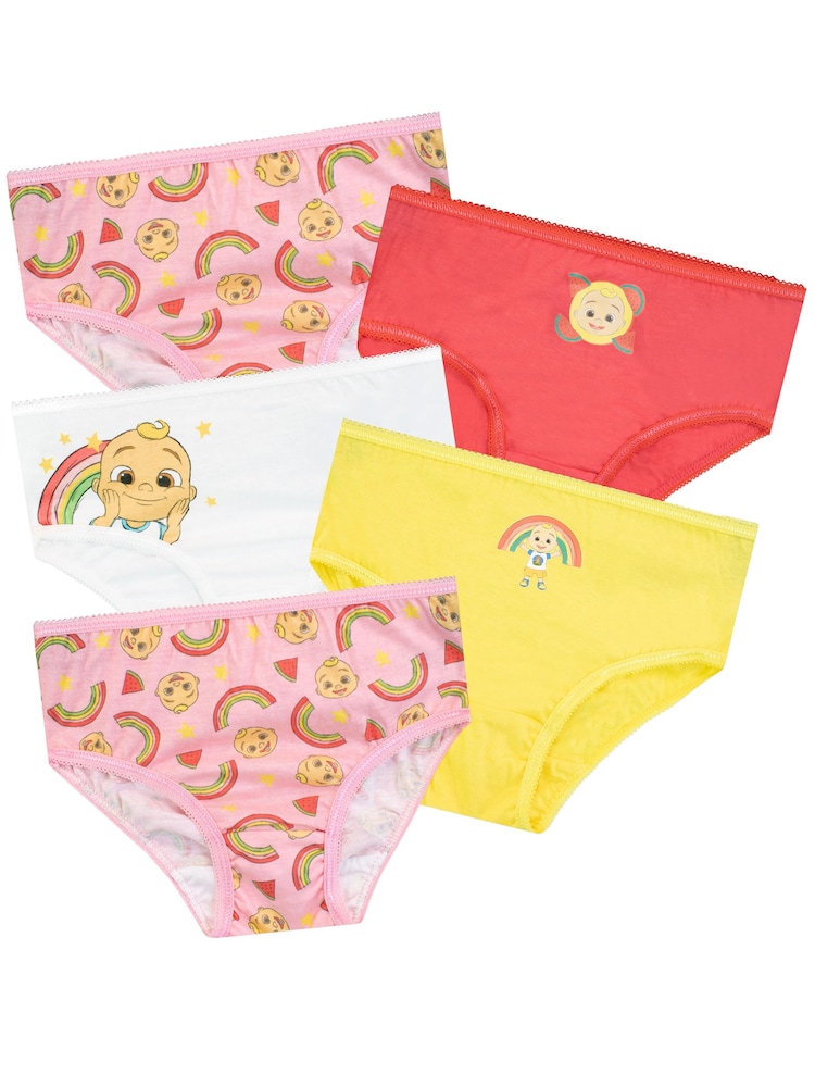 Character Pink Cocomelon 100% Cotton Briefs 5 Pack - Image 1 of 5